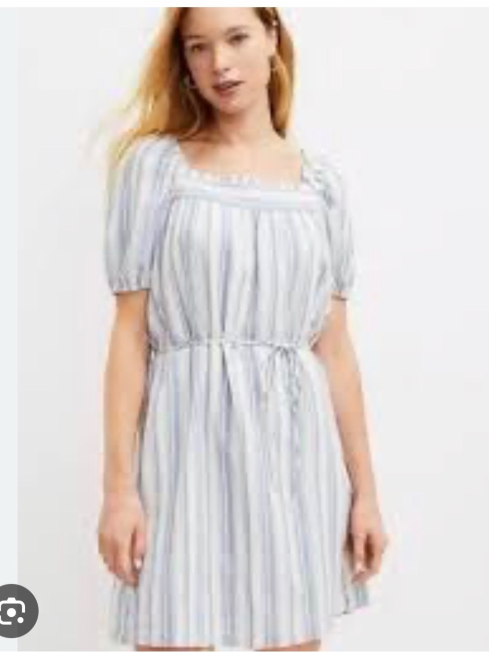 Loft SZ S Cotton Linen Square Neck Lined dress